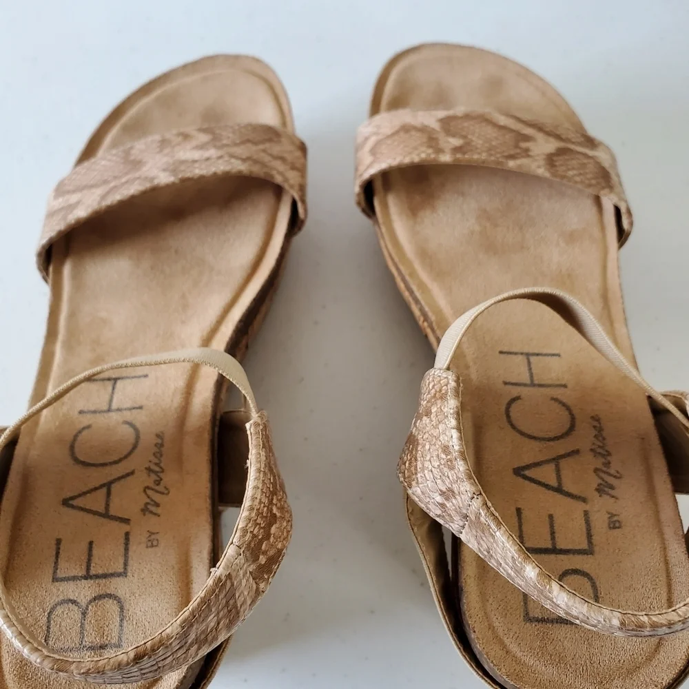 Beach by Matisse Point Break Platform Wedge Sandal Size 10 Snake Print Chunky